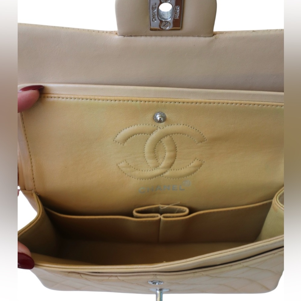 CHANEL Classic Double Flap Bag Small Vintage Beige Silver Hardware (repainted) - Picture 4 of 15